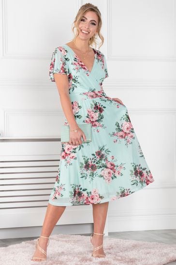 Buy Jolie Moi Green Kiley Wrap Front Mesh Dress from Next Ireland