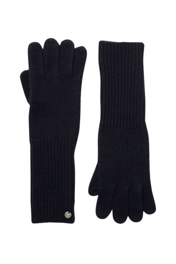 Joules Blue Shinebright Ribbed Gloves