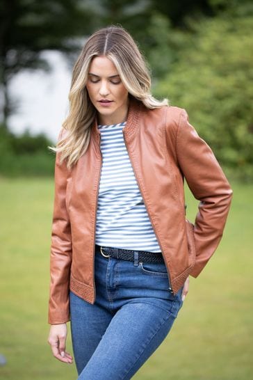 Tan colour hotsell leather jacket