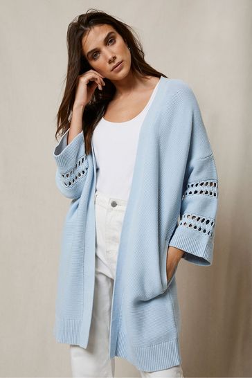 Mint Velvet Blue Longline Texture Cardigan