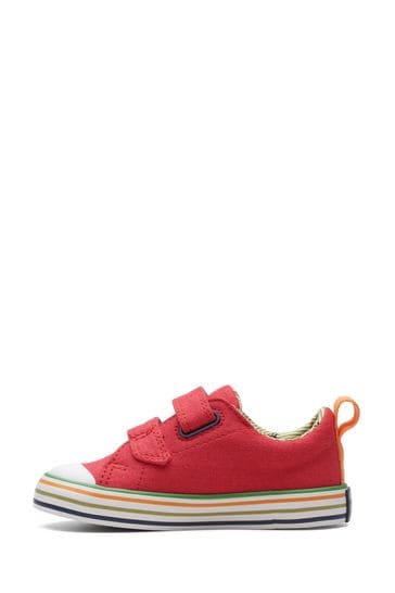 Clarks red trainers 2025