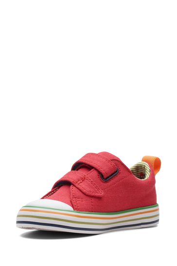 Clarks red outlet trainers