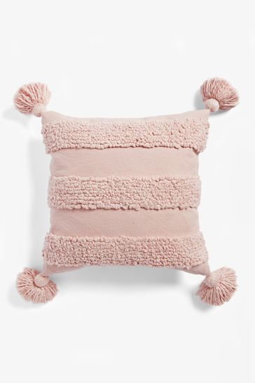 Buy Blush Pink Tufted Stripe Cushion from Next Luxembourg