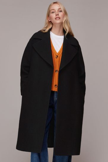 Buy Whistles Black Lorna Wrap Wool Coat from Next Luxembourg