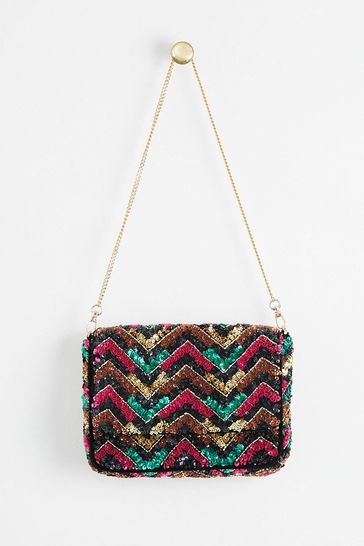 Buy Oliver Bonas Pink Party Chevron Cross Body Clutch Bag from