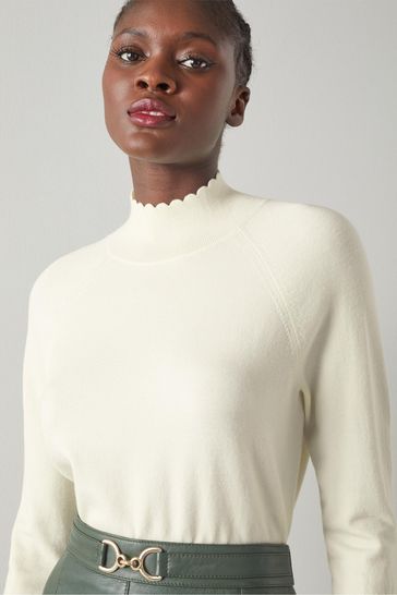 LK Bennett Betty Merino Wool Scallop Edge Jumper