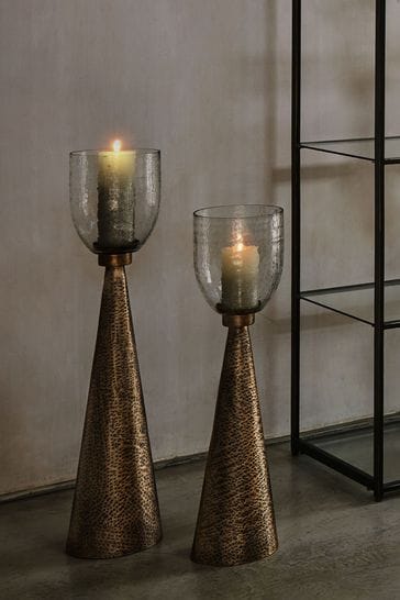 Libra Gold Sandbanks Large Glass Floor Standing Candle Holder