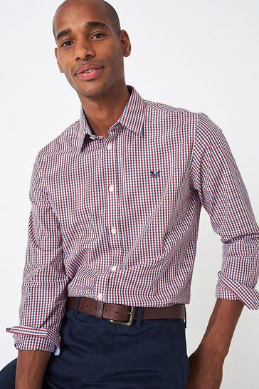 Crew Clothing Company Red Gingham Cotton Classic Shirt