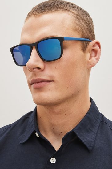 Buy Blue Square Polarised Sunglasses from Next Luxembourg