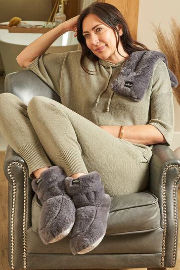 Warmies Grey Fully Heatable Luxury Slipper Boots