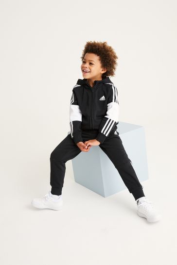 adidas Black Little Kids 3-Stripes Tracksuit