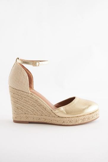 Buy Gold Forever Comfort Closed Toe High Wedges from Next Ireland