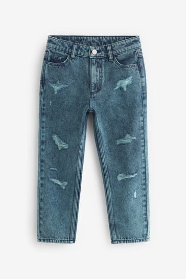 Teal Blue Distressed Mom Jeans (3-16yrs)