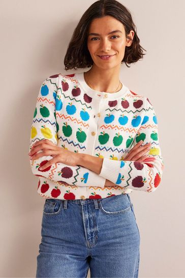 Buy Boden Cream Edie Fair Isle Cardigan from Next Luxembourg