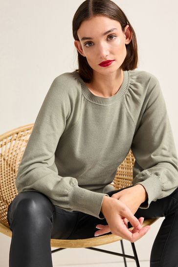 Buy Sage Green Puff Sleeve Jumper from Next Denmark