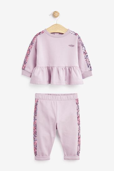 Laura Ashley Lilac Purple Newborn Printed Sweatshirt and Joggers Set