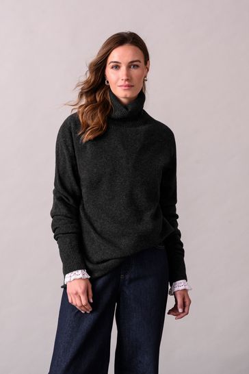 Celtic & Co. Grey Geelong Slouch Roll Neck Jumper