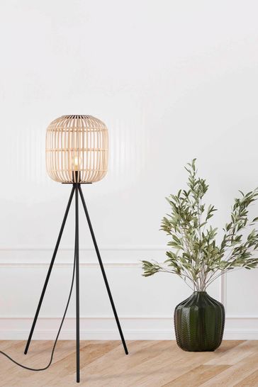 Eglo Black Rattan Bordesley Floor Lamp