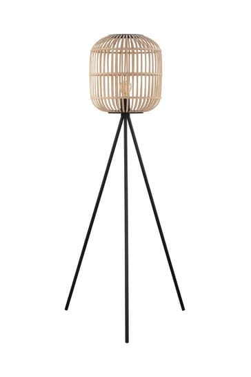 Eglo Black Rattan Bordesley Floor Lamp