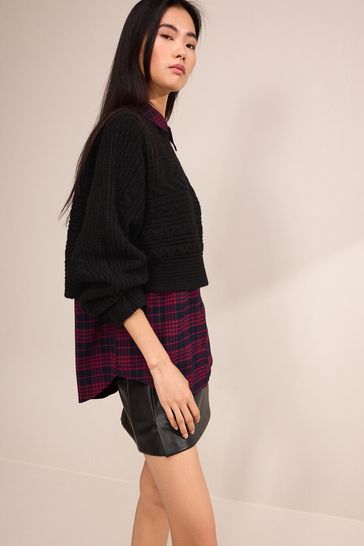 Buy Black Shirt Layer Jumper from Next Poland