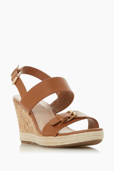Buy Dune London Kendyl Leather Brown Wedge Sandals from Next Luxembourg