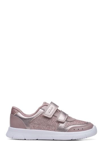 Buy Clarks Pink Multi Fit Leather Kids Trainers from Next Luxembourg