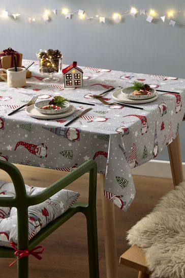 Catherine Lansfield Red Christmas Gnomes Wipeable Table Cloth