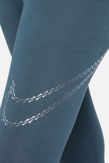 Buy Nike Green Metallic Swoosh High Rise Leggings from Next Ireland