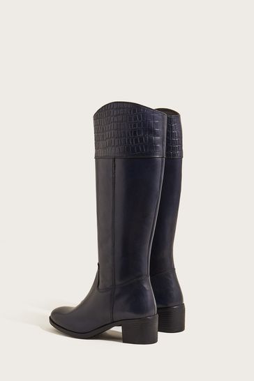 Blue leather shop riding boots