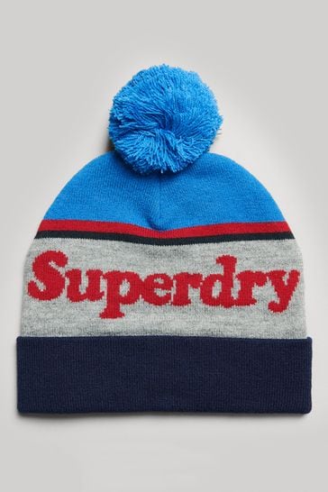 Superdry Blue Essential Logo Bobble hat
