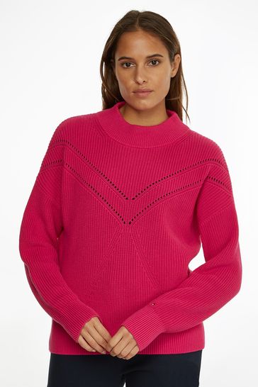 Tommy Hilfiger Pink Mock Neck Jumper