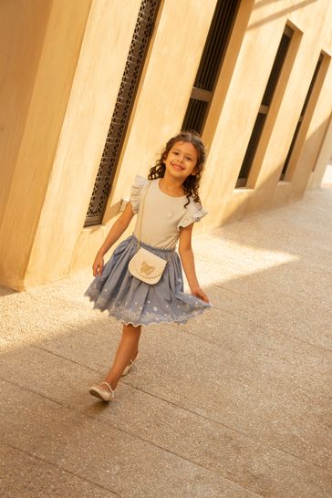 Buy Blue Floral Embroidered Skirt Dress 3 16yrs from Next Luxembourg
