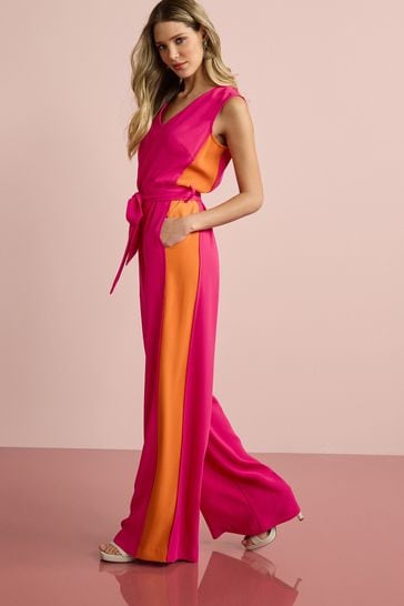 Belted jumpsuit hot sale