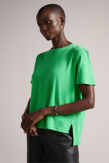 Ted Baker Green Venesia T-Shirt With Twisted Neck And Shoulder Detail