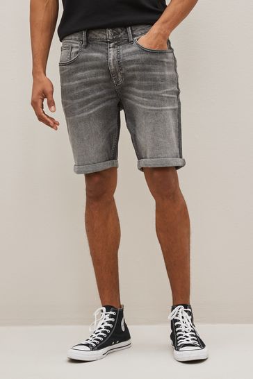 Buy Dark Grey Slim Stretch Denim Shorts from Next Luxembourg