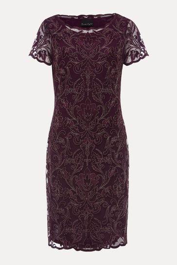 Phase Eight Purple Heather Embroidered Dress
