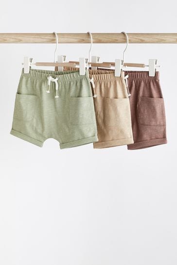 Stone Natural/Sage Green Baby Jersey Shorts 3 Pack