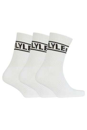 Lyle & Scott Jock White Premium Sports Socks 3 Pack