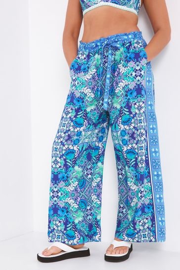 Figleaves Blue Floral Frida Beach Trousers