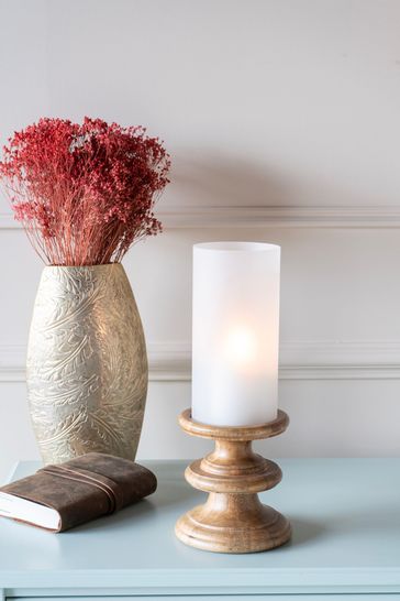 Buy Laura Ashley White Frosted Pedestal Hurricane Candle Holder
