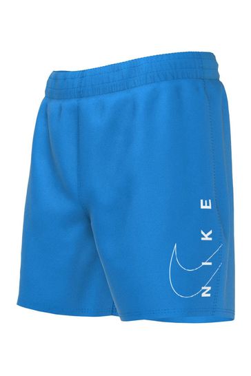 Nike Blue 4 Inch Volley Split Logo Swim Shorts