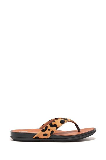 FitFlop Animal Print Gracie Hair-On Leather Flip Flops