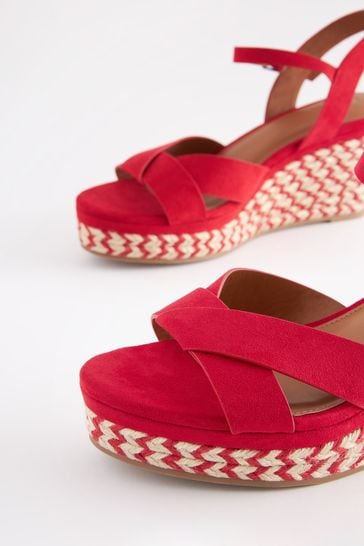 Buy Red Regular Wide Fit Forever Comfort Open Toe Wedges from