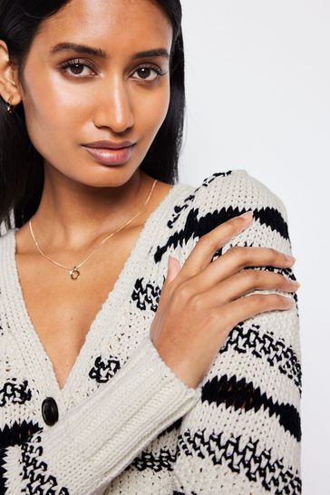 Buy Black White Stitchy Stripe Cardigan from Next Luxembourg