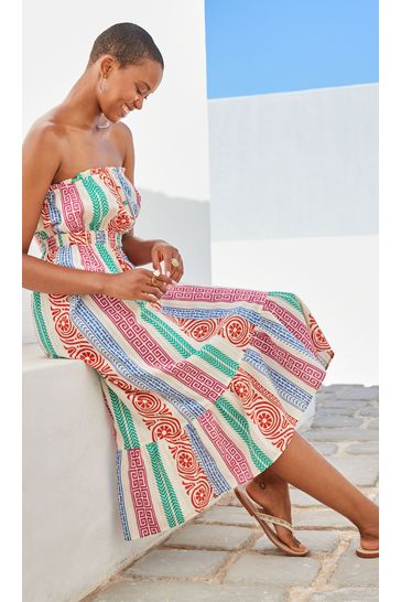 Buy Multi Stripe Multi Stripe Bandeau Midi Summer Dress from Next Luxembourg