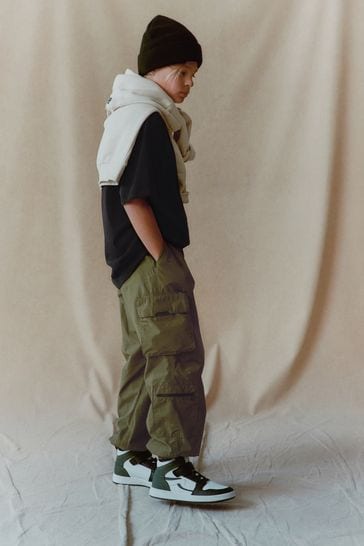Khaki Green Lined Parachute Cargo Trousers 3 16yrs