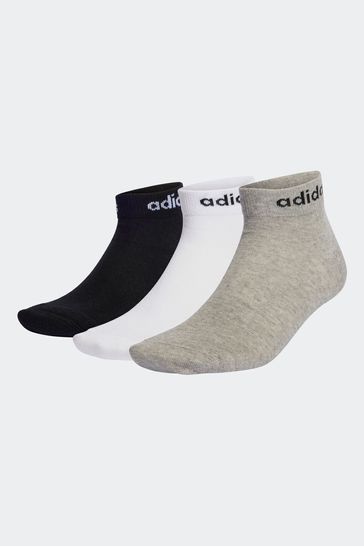 adidas White Adult Lightweight Linear Ankle Socks 3 Pairs