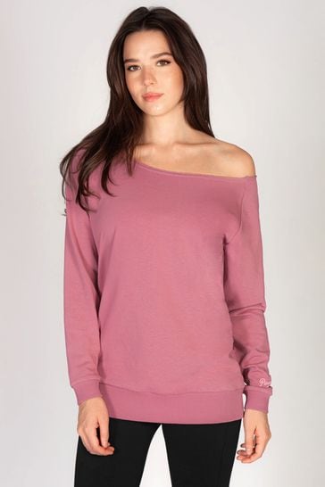 Pineapple Pink Womens Off Shoulder Longline Sweatshirt