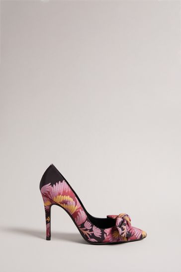 Ted Baker Ryanne Black Vintage Floral Bow Court Shoes