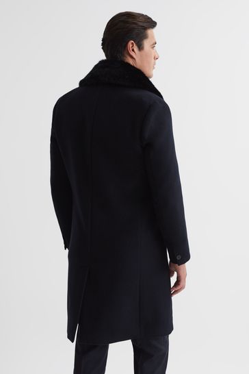 Double breasted coat hotsell with fur collar